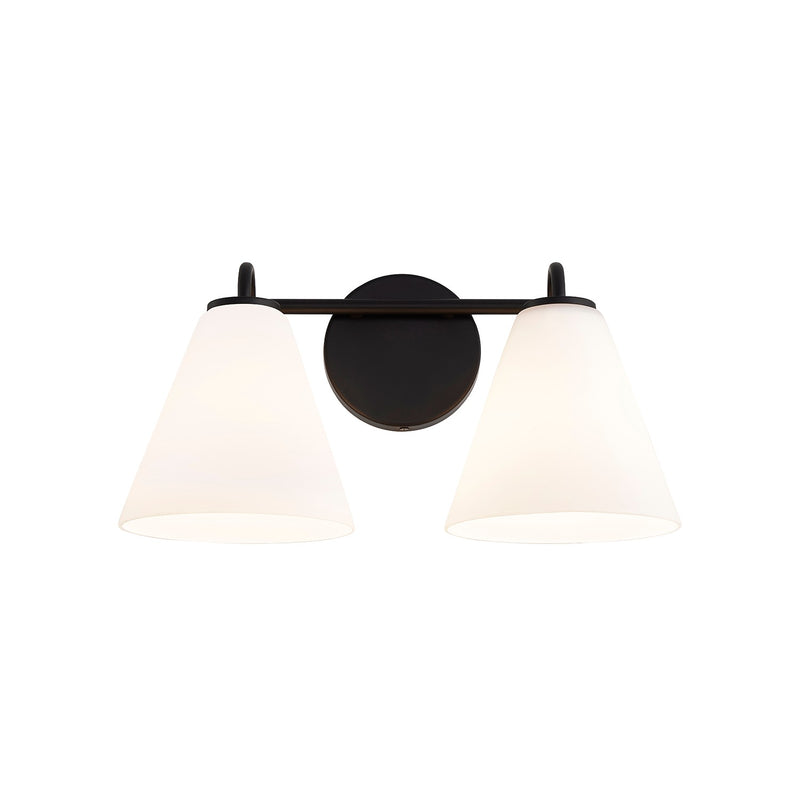 Justice Designs FSN-8362-OPAL-MBLK Two Light Bath Bar, Matte Black