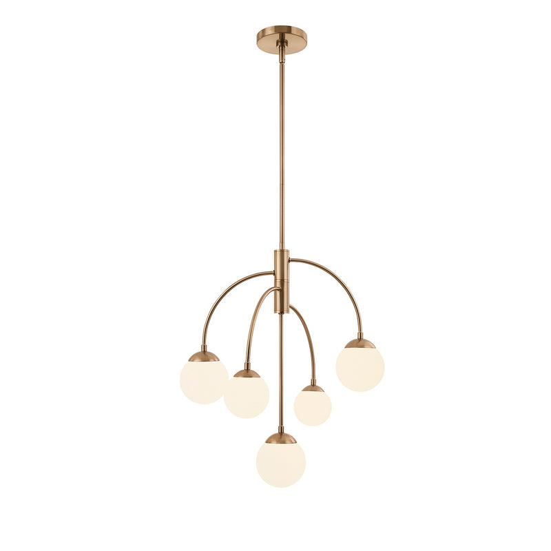 Justice Designs FSN-9010-ETCH-BRSS Five Light Chandelier, Brushed Brass