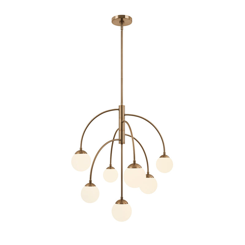 Justice Designs FSN-9013-ETCH-BRSS Seven Light Chandelier, Brushed Brass