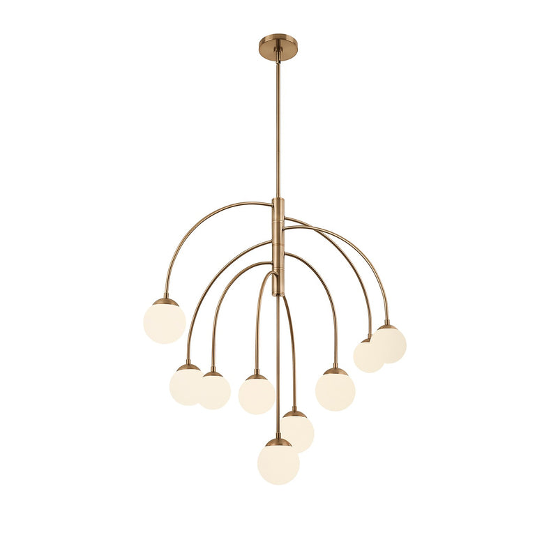 Justice Designs FSN-9014-ETCH-BRSS Nine Light Chandelier, Brushed Brass