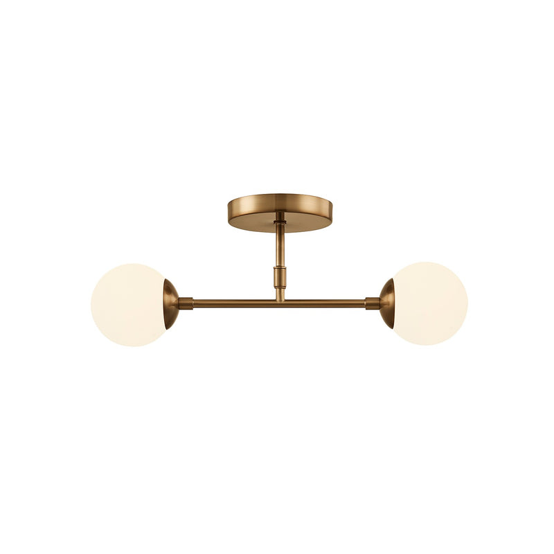 Justice Designs FSN-9019-ETCH-BRSS Two Light Semi-Flush Mount, Brushed Brass