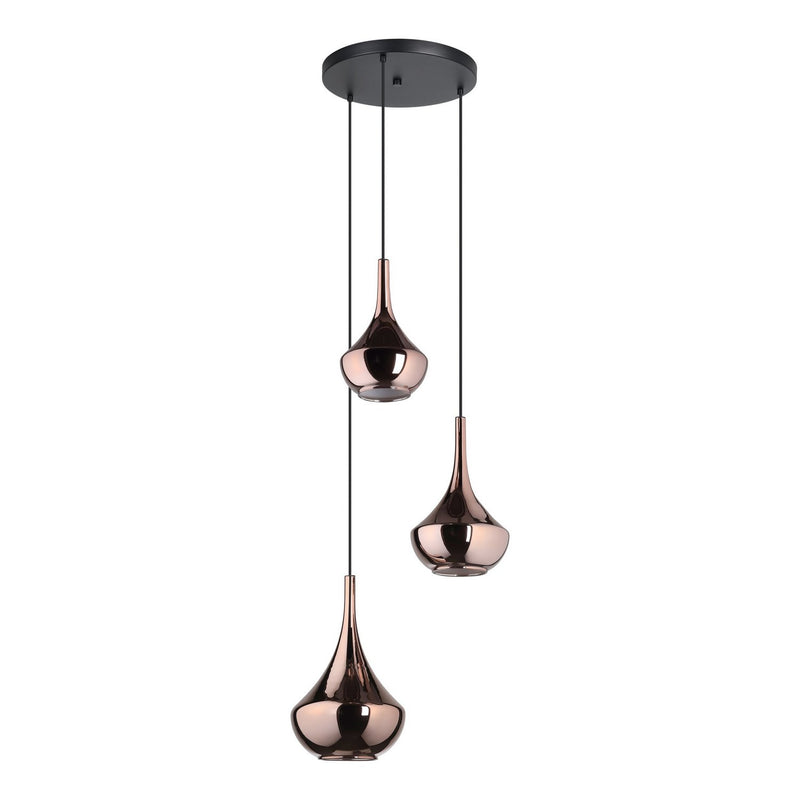 Eglo USA 390439A Three Light Pendant, Black, Copper Smoked
