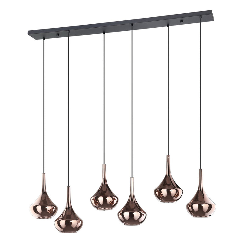 Eglo USA 390441A Six Light Pendant, Black, Copper Smoked
