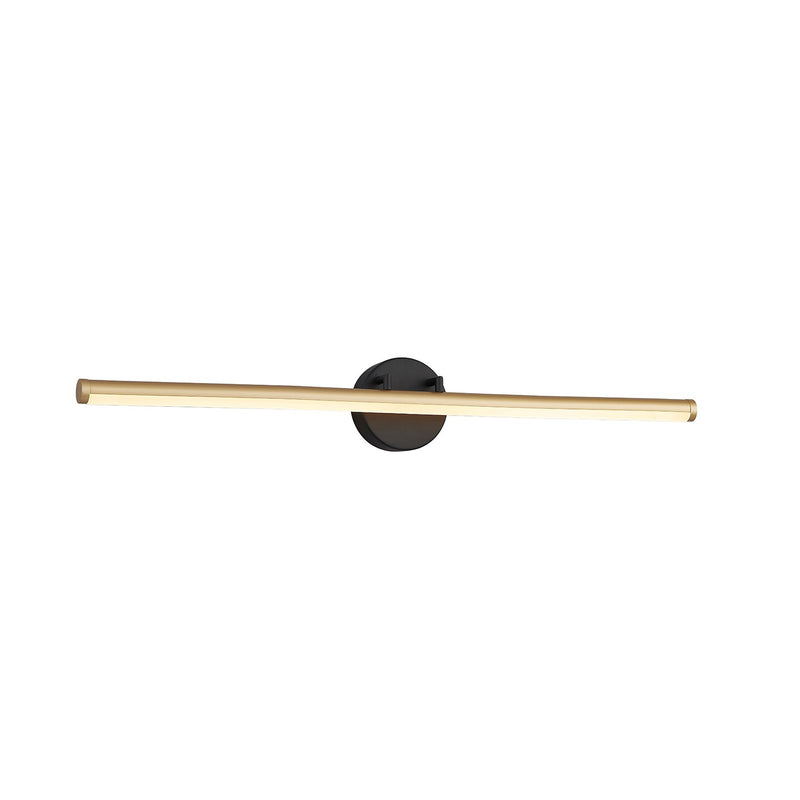 Justice Designs NSH-9117-MBBR LED Linear Wall/Bath, Matte Black w/ Brass