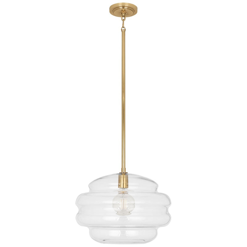 Robert Abbey CL65 One Light Pendant, Modern Brass w/ Clear Glass