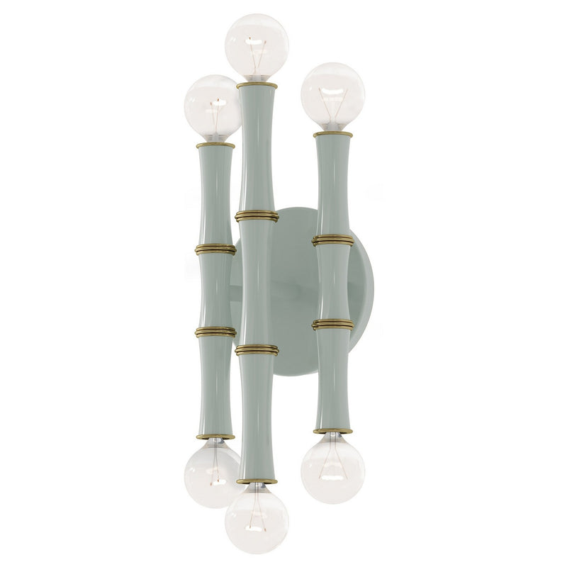 Robert Abbey CL75 Six Light Wall Sconce, Celadon w/Modern Brass