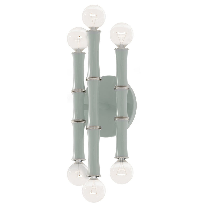Robert Abbey CL76 Six Light Wall Sconce, Celadon w/Polished Nickel