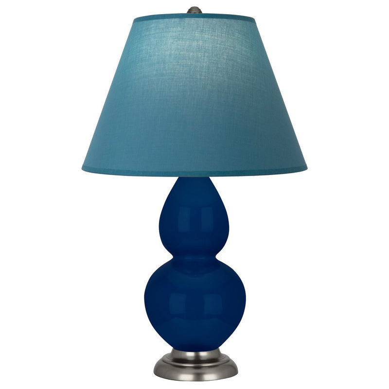 Robert Abbey CT12B One Light Accent Lamp, Cobalt Glazed Ceramic w/Antique Silver