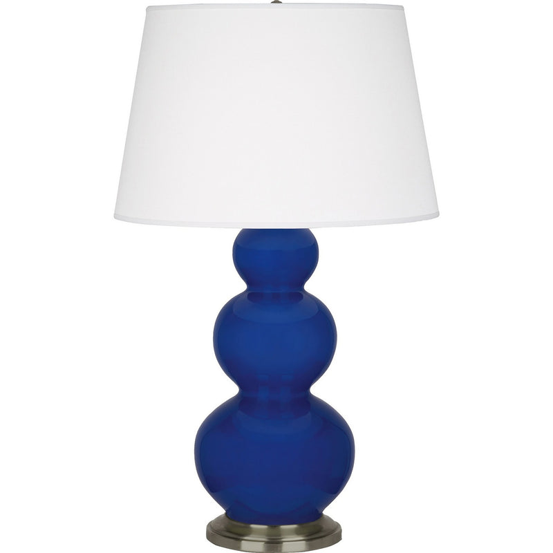 Robert Abbey CT42X One Light Table Lamp, Cobalt Glazed Ceramic w/Antique Silver