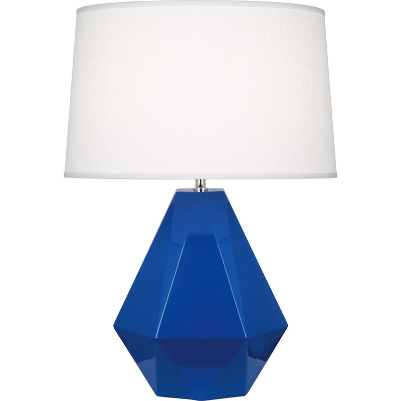Robert Abbey CT930 One Light Table Lamp, Cobalt Glazed Ceramic w/Polished Nickel
