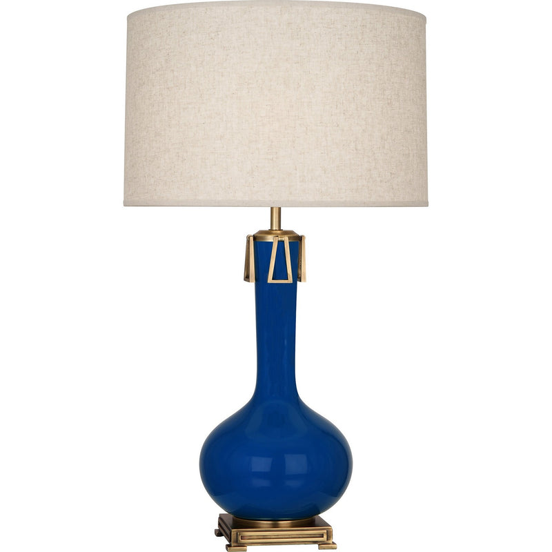 Robert Abbey CT992 One Light Table Lamp, Cobalt Glazed Ceramic w/Aged Brass