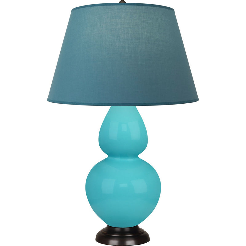 Robert Abbey EB21B One Light Table Lamp, Egg Blue Glazed Ceramic w/Deep Patina Bronze