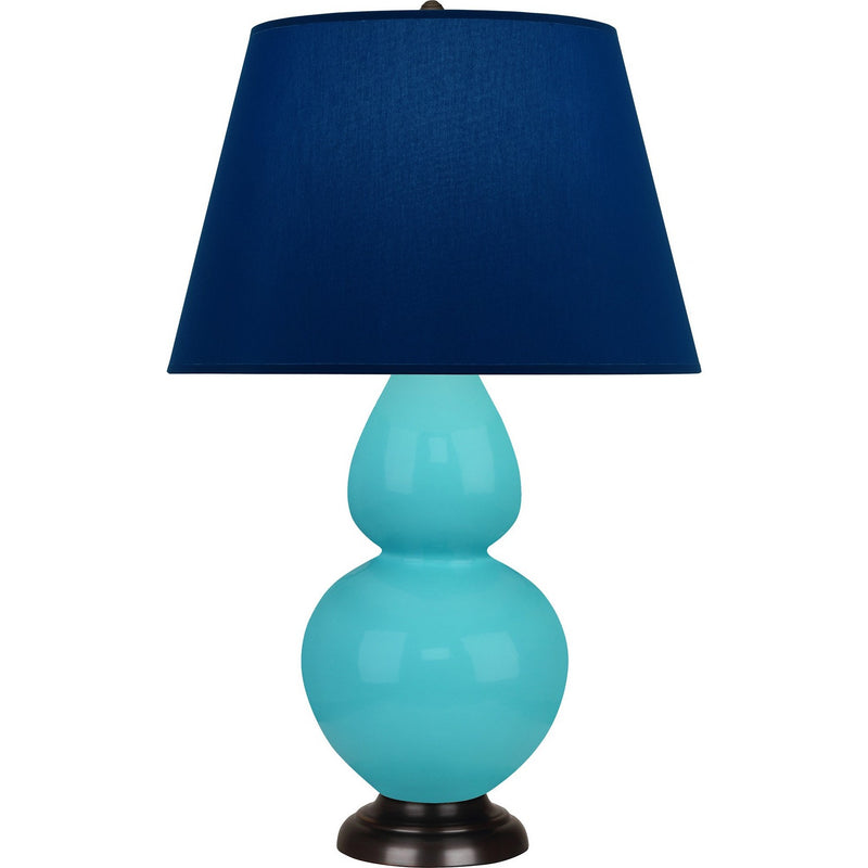 Robert Abbey EB21N One Light Table Lamp, Egg Blue Glazed Ceramic w/Deep Patina Bronze
