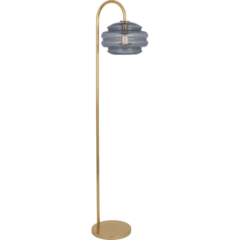 Robert Abbey GY63 One Light Floor Lamp, Modern Brass w/ Smoke Gray Glass
