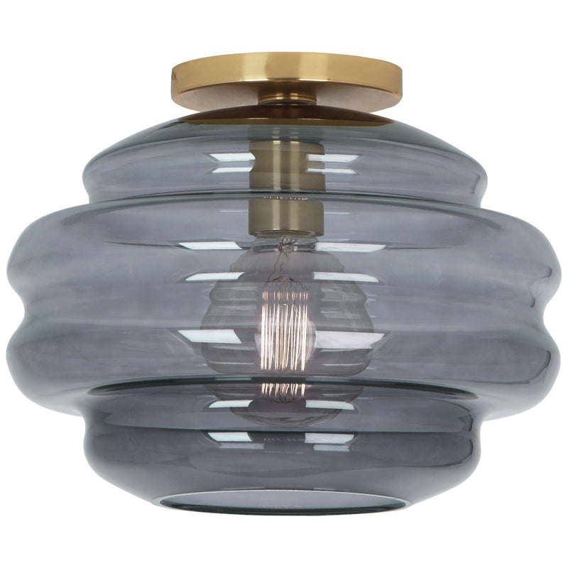 Robert Abbey GY64 One Light Flushmount, Modern Brass w/ Smoke Gray Glass
