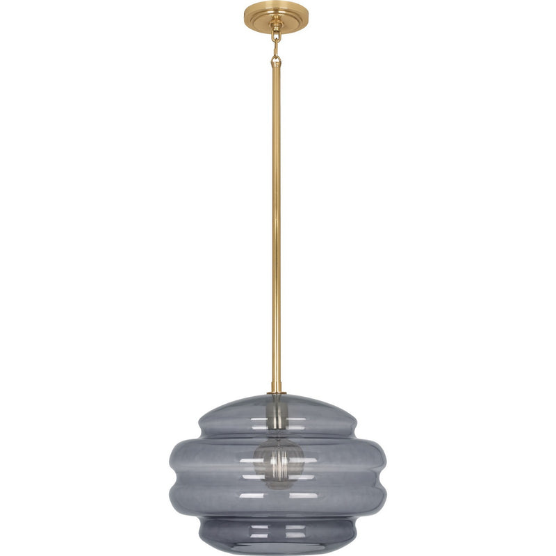 Robert Abbey GY65 One Light Pendant, Modern Brass w/ Smoke Gray Glass
