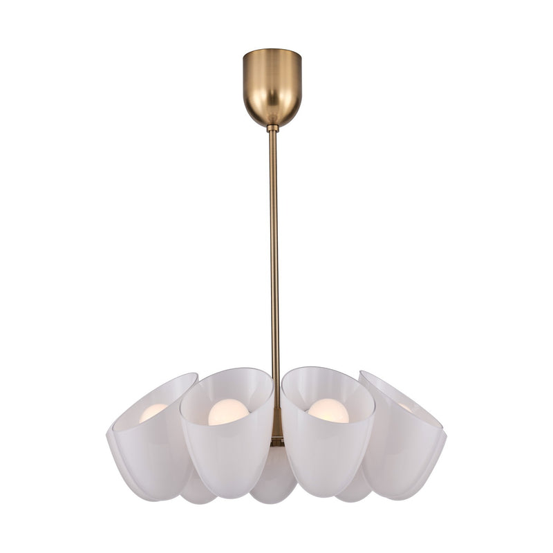 Kalco 524355WBWT Nine Light Chandelier, Winter Brass
