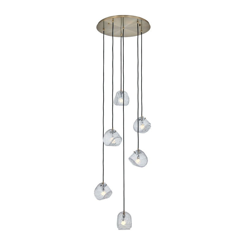 Kalco 529552WBBC Six Light Chandelier, Winter Brass