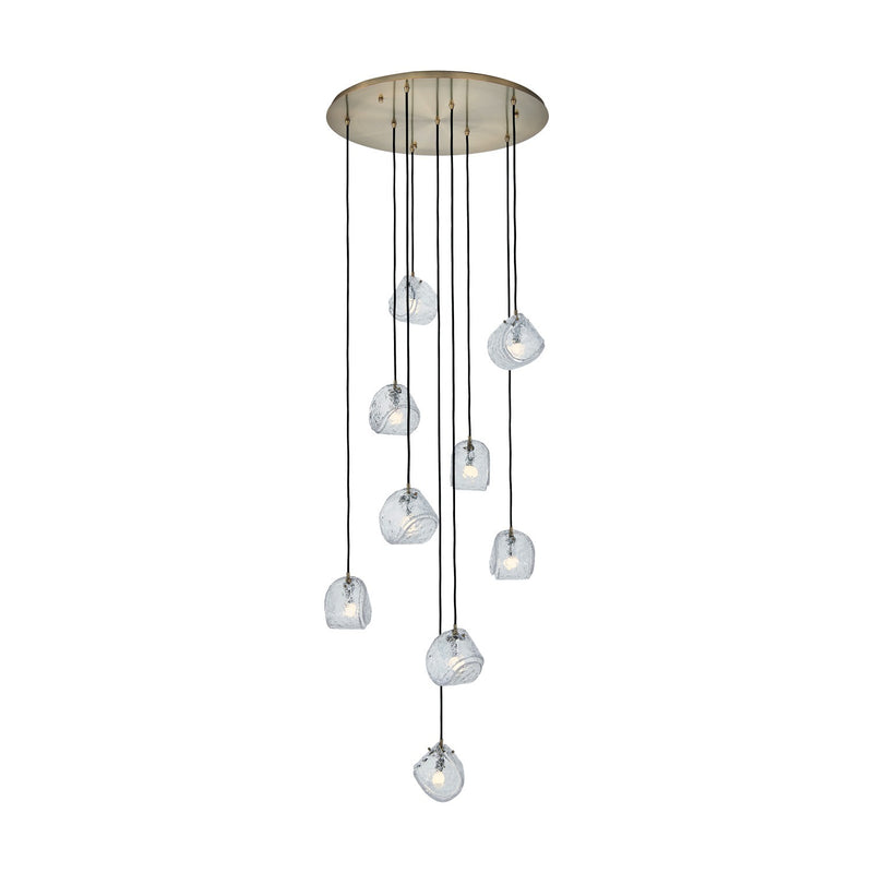 Kalco 529553WBBC Nine Light Chandelier, Winter Brass