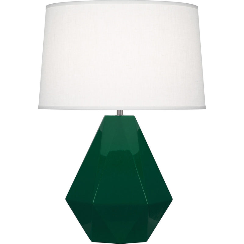 Robert Abbey JU930 One Light Table Lamp, Jungle Glazed Ceramic w/Polished Nickel