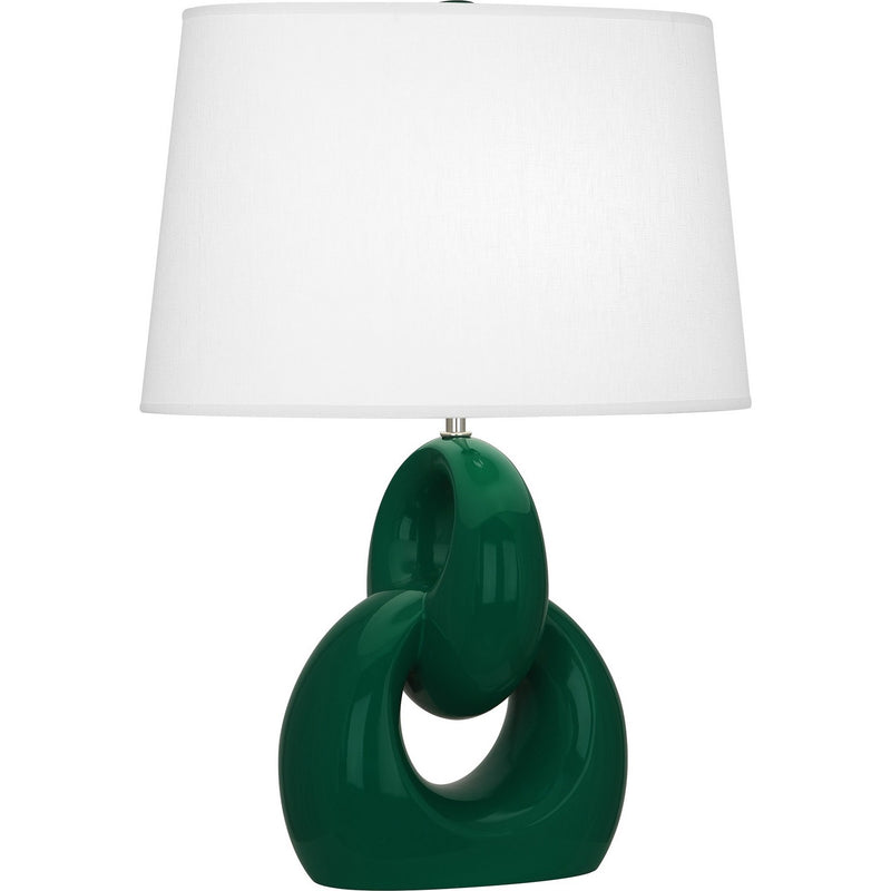 Robert Abbey JU981 One Light Table Lamp, Jungle Glazed Ceramic w/Polished Nickel