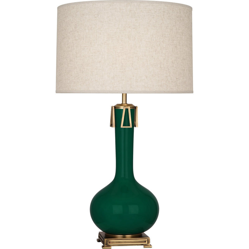 Robert Abbey JU992 One Light Table Lamp, Jungle Glazed Ceramic w/Aged Brass