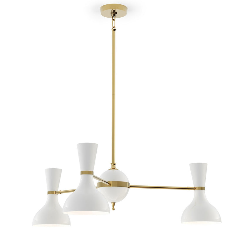 Robert Abbey LY03LY Three Light Chandelier, Modern Brass w/Lily Painted