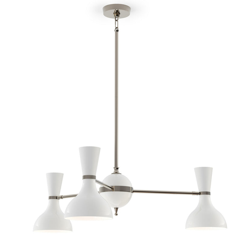 Robert Abbey LY04LY Three Light Chandelier, Polished Nickel w/Lily Painted