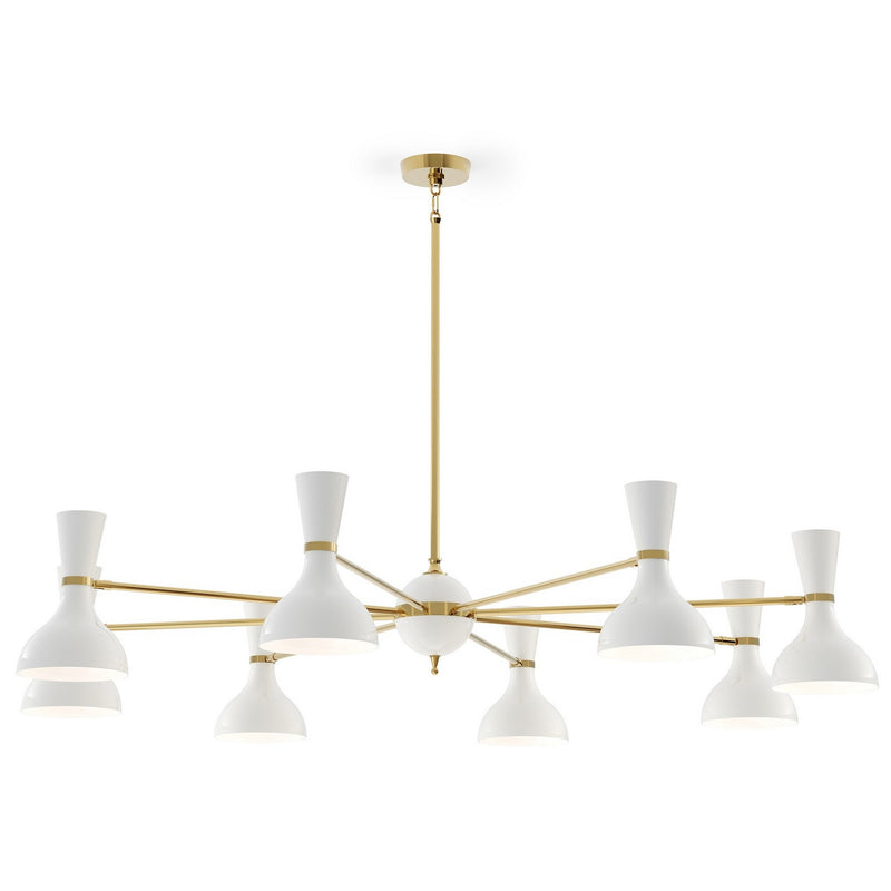 Robert Abbey LY08LY Eight Light Chandelier, Modern Brass w/Lily Painted