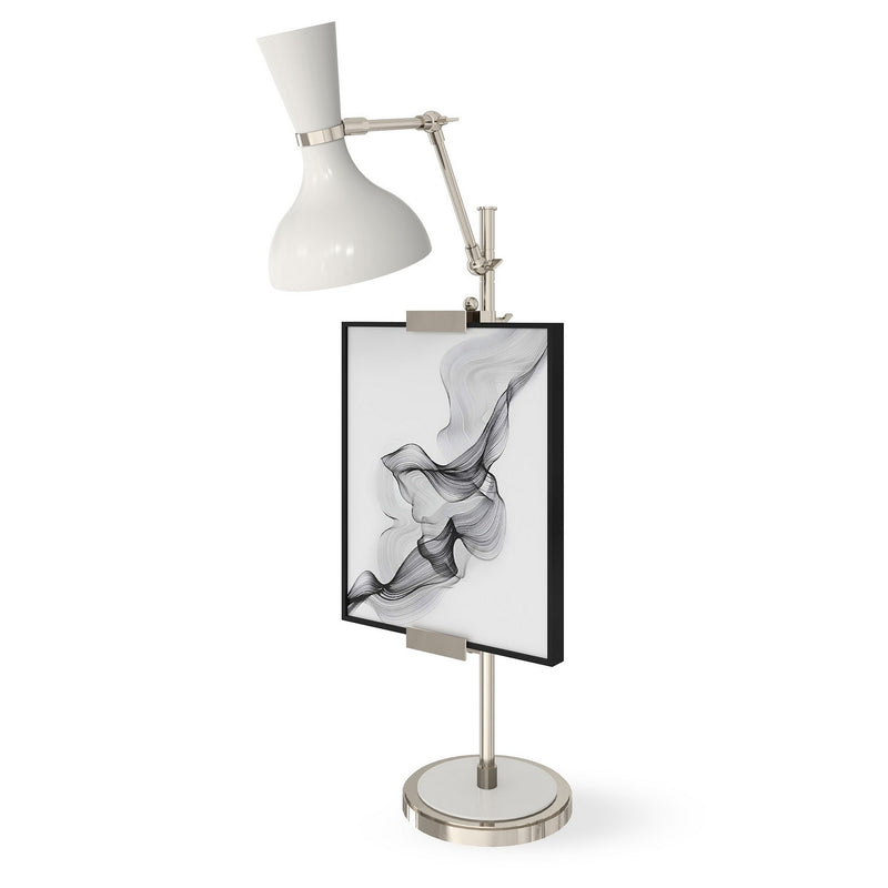 Robert Abbey LY15LY One Light Table Easel, Polished Nickel w/Lily Painted