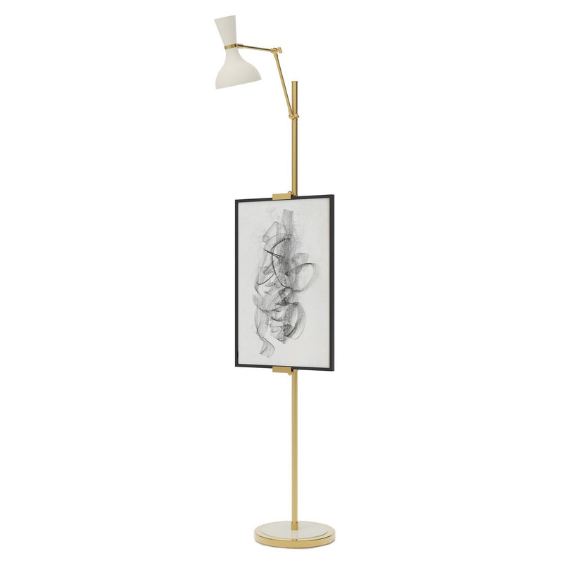 Robert Abbey LY16LY One Light Floor Easel, Modern Brass w/Lily Painted