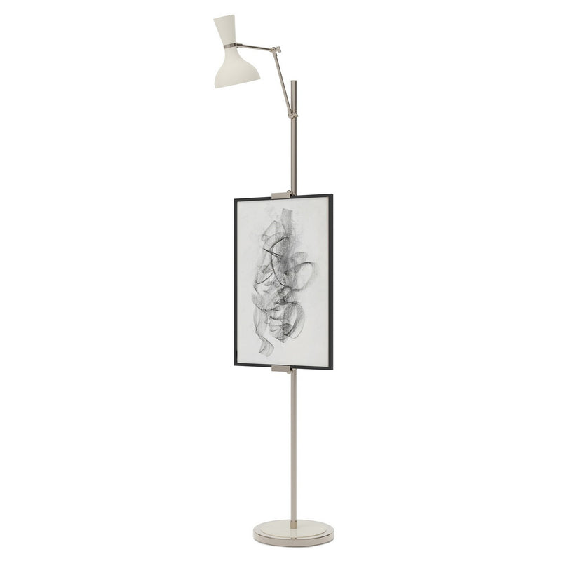 Robert Abbey LY17LY One Light Floor Easel, Polished Nickel w/Lily Painted