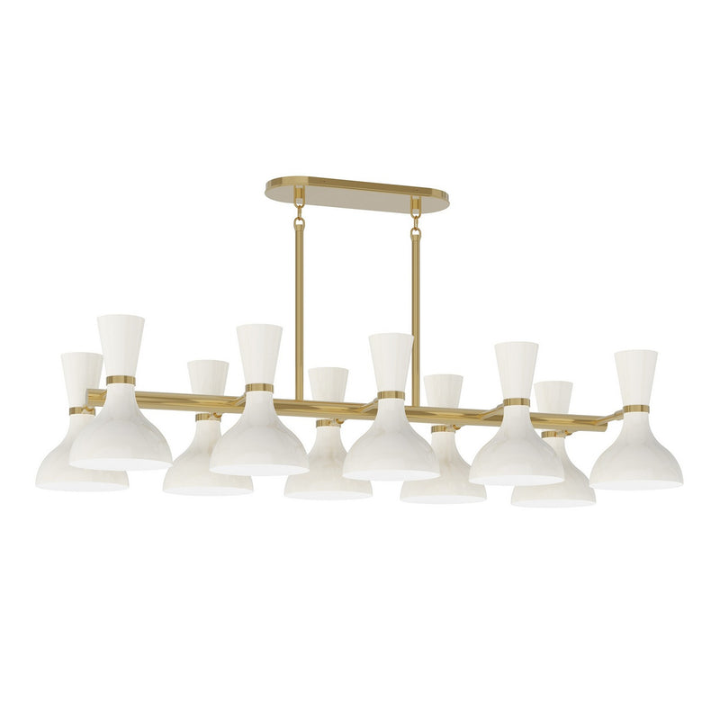 Robert Abbey LY20LY Ten Light Chandelier, Modern Brass w/Lily Painted