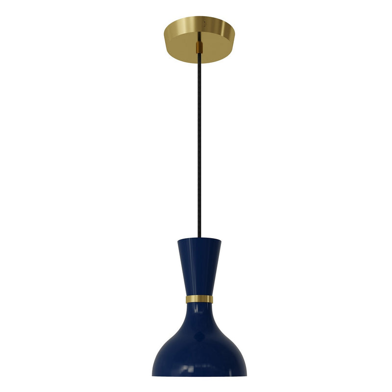 Robert Abbey MB01MB One Light Pendant, Modern Brass w/Midnight Blue Painted