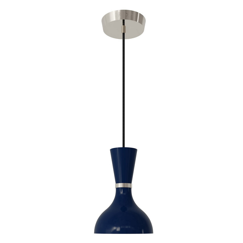 Robert Abbey MB02MB One Light Pendant, Polished Nickel w/Midnight Blue Painted