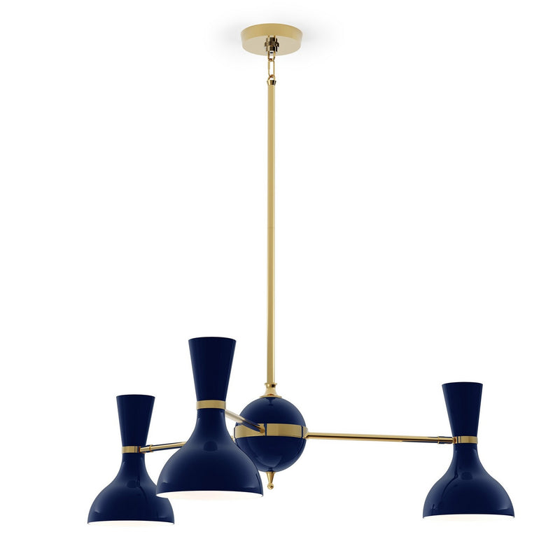 Robert Abbey MB03MB Three Light Chandelier, Modern Brass w/Midnight Blue Painted