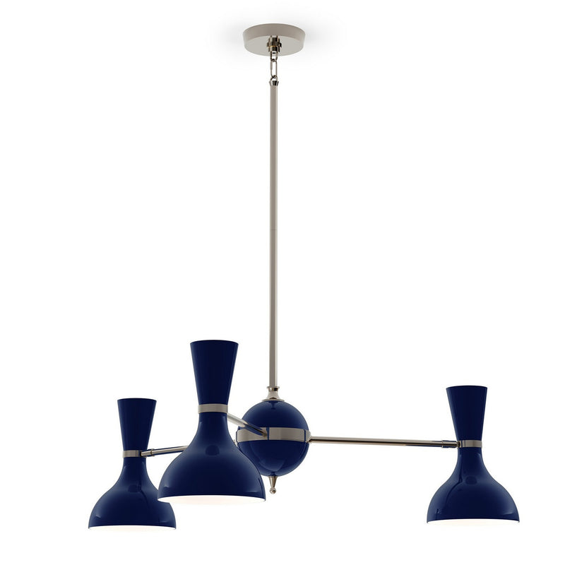 Robert Abbey MB04MB Three Light Chandelier, Polished Nickel w/Midnight Blue Painted