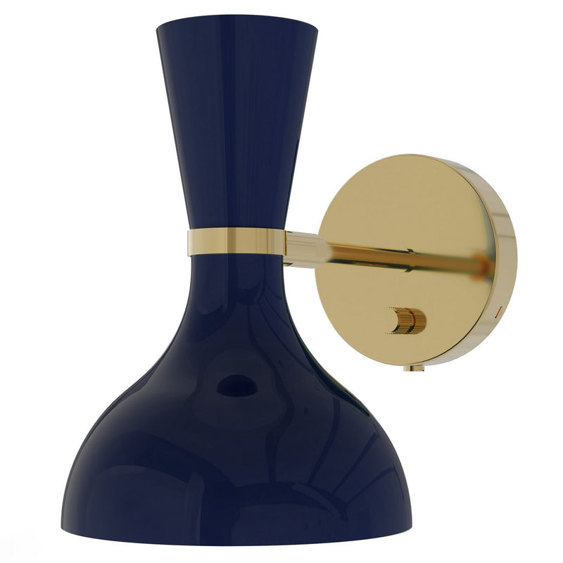 Robert Abbey MB05MB One Light Wall Sconce, Modern Brass w/Midnight Blue Painted
