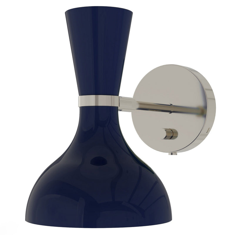 Robert Abbey MB06MB One Light Wall Sconce, Polished Nickel w/Midnight Blue Painted