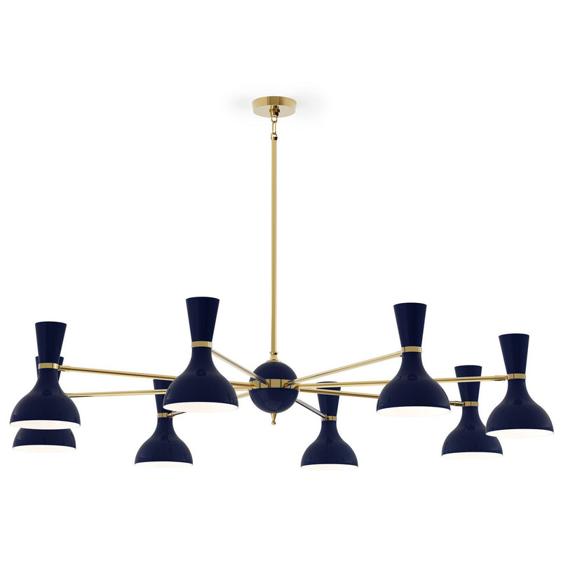 Robert Abbey MB08MB Eight Light Chandelier, Modern Brass w/Midnight Blue Painted