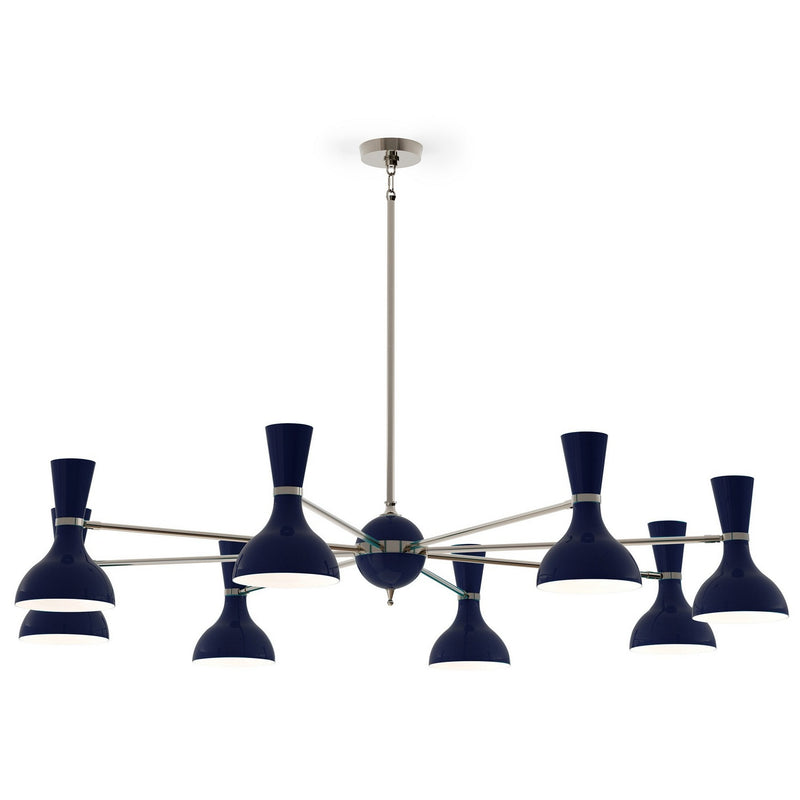 Robert Abbey MB09MB Eight Light Chandelier, Polished Nickel w/Midnight Blue Painted