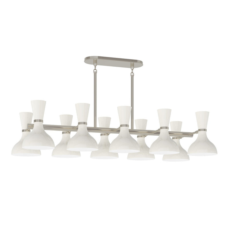 Robert Abbey LY21LY Ten Light Chandelier, Polished Nickel w/Lily Painted
