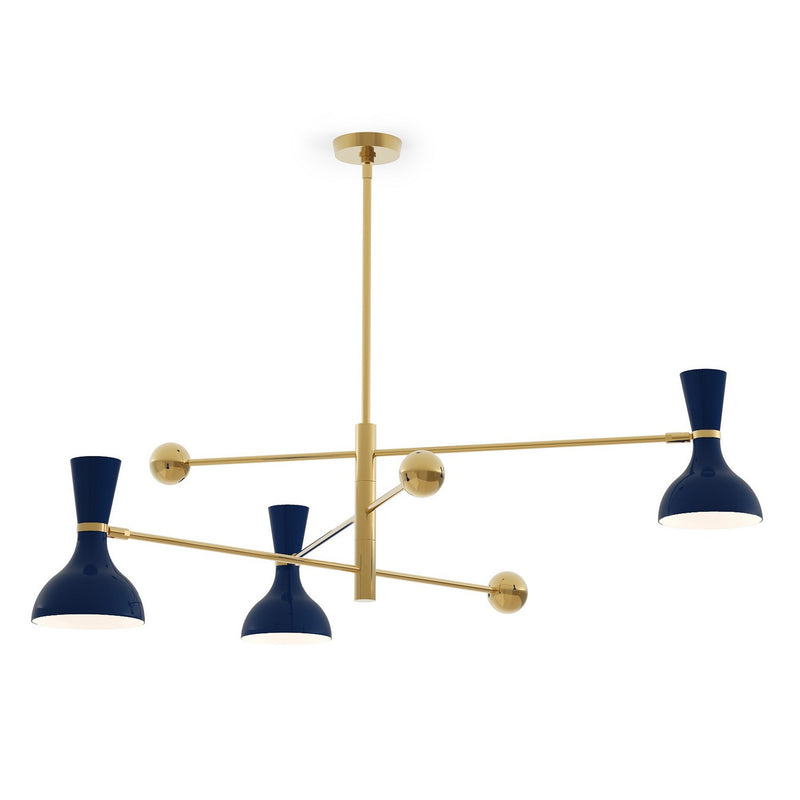 Robert Abbey MB10MB Three Light Pendant, Modern Brass w/Midnight Blue Painted