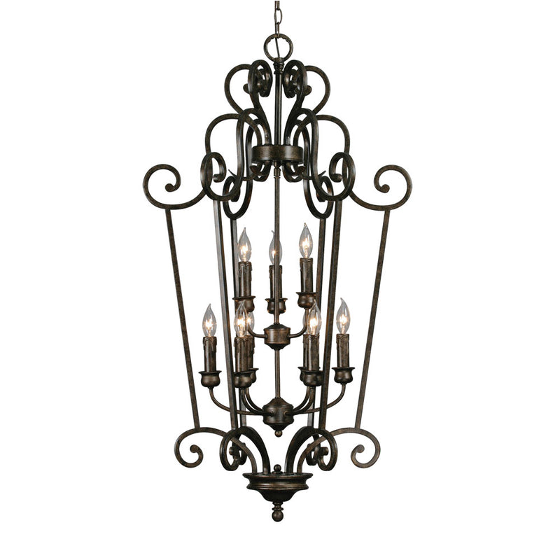Golden 8063-CG9 BUS Nine Light Foyer Pendant, Burnt Sienna