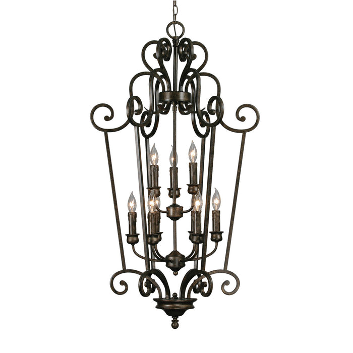 Golden 8063-CG9 BUS Nine Light Foyer Pendant, Burnt Sienna