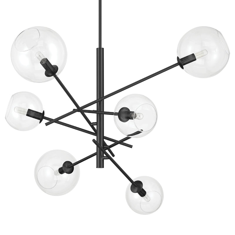 Hunter 48171 Six Light Chandelier, Matte Black
