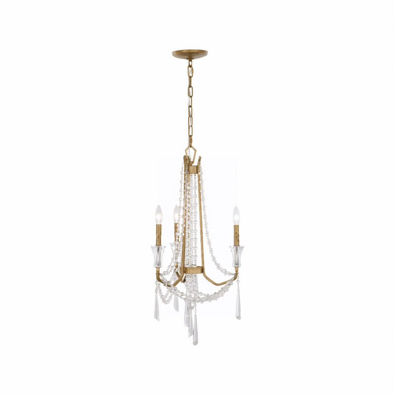 Varaluz 270C03BK Three Light Chandelier, Brass Kisser