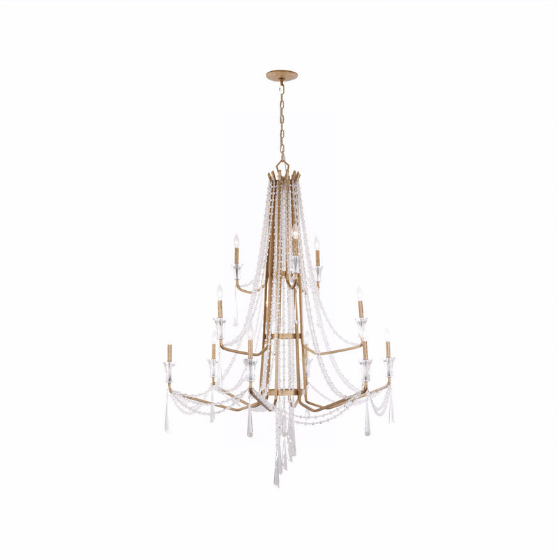 Varaluz 270C12BK 12 Light Chandelier, Brass Kisser
