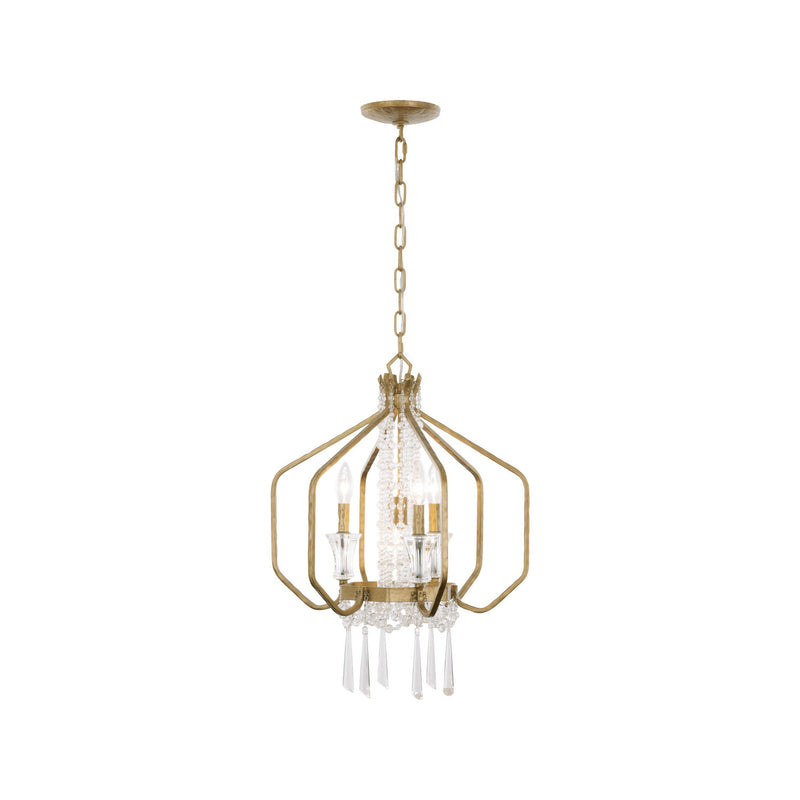 Varaluz 270P04BK Four Light Pendant, Brass Kisser