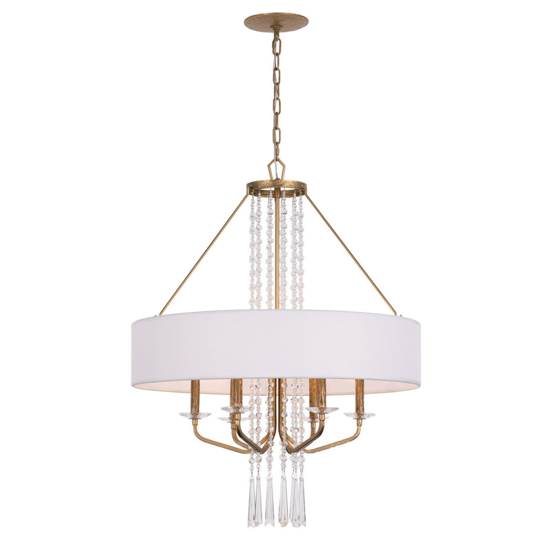 Varaluz 270P06BK Six Light Pendant, Brass Kisser